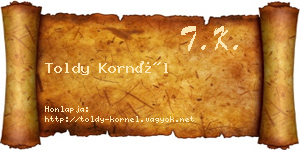 Toldy Kornél névjegykártya