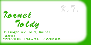 kornel toldy business card